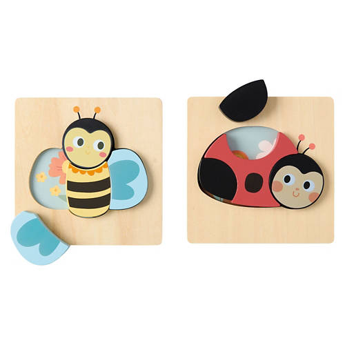 Little Town 2 Pack Wooden Puzzles - Ladybug & Bee